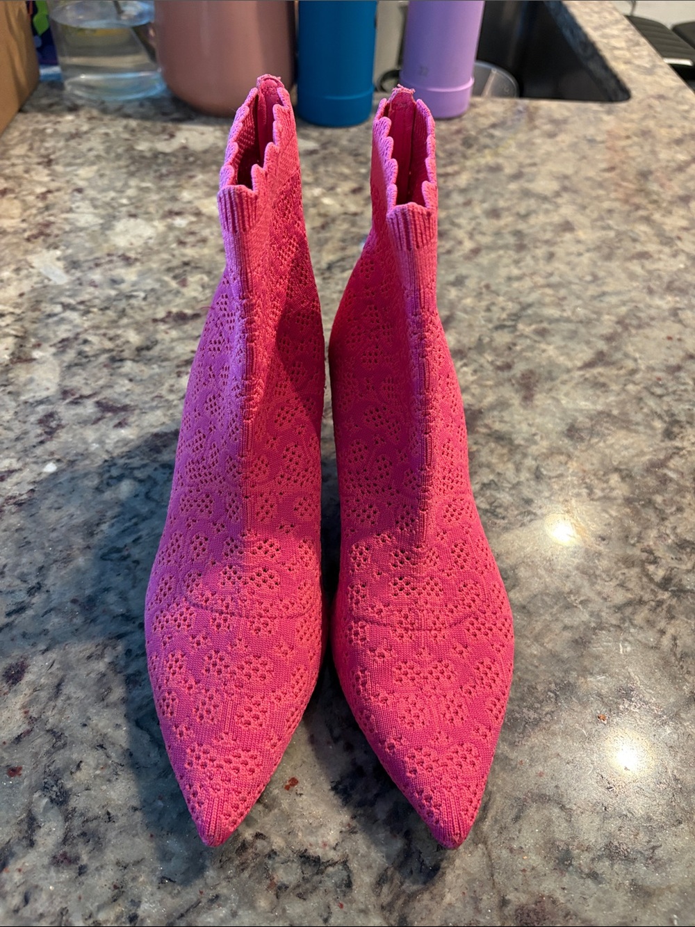 Coach Pink Knit Pointed Ankle Booties